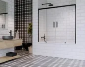 Parawany nawannowe - Radaway Idea PN DWD 150 zabudowa nawannowa 1500x1500 czarny przejrzyste 10004150-54-01 - miniaturka - grafika 1