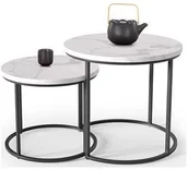 Ławy i stoliki kawowe - Halmar Zestaw stolików OREO Biały marmur + czarny mat  V-CH-OREO-LAW-BIAŁY_MARMUR - miniaturka - grafika 1