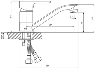 Deante BAT CHABER CHROM | BGC 026M - Baterie umywalkowe - miniaturka - grafika 4
