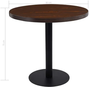 vidaXL Stolik bistro, ciemnobrązowy, 80 cm, MDF - Stoły - miniaturka - grafika 5