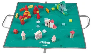 Janod Klocki drewniane z matą do zabawy Kubix 80 sztuk, 2 lata +, 3247-0 - Klocki - miniaturka - grafika 2