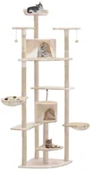 Drapaki dla kotów - vidaXL Drapak dla kota z sizalowymi słupkami, 203 cm, beżowo-biały - miniaturka - grafika 1