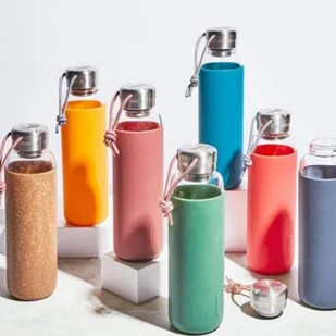 Black+Blum Butelka na wodę Black+Blum 0,6 l pomarańczowa szklana GR-WB-M003 - Shakery i bidony sportowe - miniaturka - grafika 6