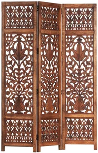 vidaXL vidaXL Parawan 3-panelowy, rzeźbiony, brązowy 120x165 cm, drewno mango - Parawany - miniaturka - grafika 16