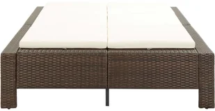 vidaXL 2-osobowy leżak z poduszką, brązowy, polirattanowy - Leżaki ogrodowe - miniaturka - grafika 6