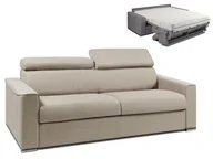 Sofy i kanapy - Vente-Unique 4-osobowa kanapa z ekspresowym mechanizmem rozkładania z tkaniny VIZIR - Kolor: beżowy - Miejsce do spania: 160 cm - Materac 18 cm - miniaturka - grafika 1
