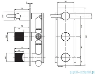 Omnires Contour bateria prysznicowo-wannowa podtynkowa z rączką prysznicową złoto szczotkowane CT8035/1GLB - Baterie wannowe i prysznicowe - miniaturka - grafika 2