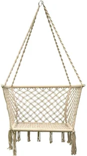 SASKA GARDEN Hamak ażurowy fotel wiszący 72x62cm z poduszką ecru victoriasport-1018065-0 - Fotele ogrodowe wiszące - miniaturka - grafika 2