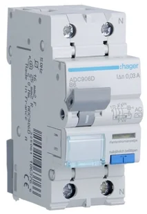 Hager Wyłącznik różnicowoprądowy z członem nadprądowym ADC906D 6A B 30mA AC 2pol ADC906D - Wyłączniki światła i elektryczne - miniaturka - grafika 3
