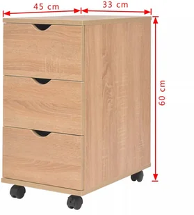 vidaXL Szafka z szufladami, 33 x 45 x 60 cm, dąb - Komody - miniaturka - grafika 7