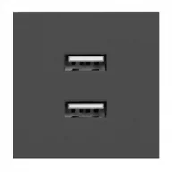 Listwy zasilające - NOEN USB x 2, podwójny port modułowy 45x45mm z ładowarką USB, 2,1A 5V DC, czarny OR-GM-9010/B/USBX2 - miniaturka - grafika 1