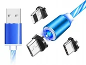 Kable USB - KK21S Kabel Magnetyczny Usb Usb-c Iphone Micro Led - miniaturka - grafika 1