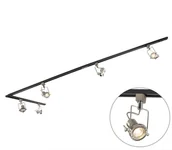Lampy pozostałe - QAZQA Nowoczesny system szynowy 1-fazowy czarny 5 spotów stal - Suplux - miniaturka - grafika 1