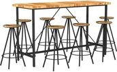 Stoły z krzesłami - vidaXL 9-cz. zestaw mebli barowych, lite drewno akacjowe i odzyskane - miniaturka - grafika 1