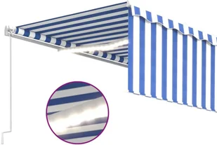 VidaXL Lumarko Ręcznie zwijana markiza z zasłoną i LED, 5x3 m, niebiesko-biała  3069341 VidaXL - Markizy - miniaturka - grafika 7