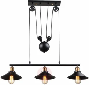Globo Lighting Industrialna LAMPA wisząca LENIUS 15053-3 metalowa OPRAWA zwis na bloczkach loft czarny - Lampy sufitowe - miniaturka - grafika 4