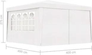vidaXL Namiot imprezowy ze ściankami, 4x4 m, biały, 90 g/m - Altany ogrodowe - miniaturka - grafika 15