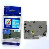 Taśmy do drukarek barwiące - Brother TZ-515 TZe-515 6mm x 8m biały druk niebieski podkład taśma zamiennik TZe515 - miniaturka - grafika 1