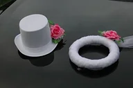 Wesele i ślub - Autoschmuck welon i kapeluszem samochód biżuteria para Rose dekoracyjna dekoracja auta biżuteria dla panny młodej Wesele Car Auto Wedding dekoracyjna samochodów osobowych 1 - miniaturka - grafika 1