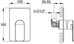 Kohlman Texen bateria podtynkowa chrom QW220T | - Baterie podtynkowe - miniaturka - grafika 2