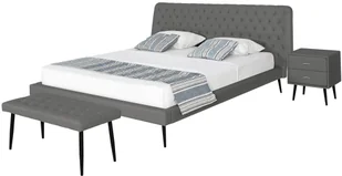 Beliani Zestaw mebli do sypialni ekoskóra 180 x 200 cm szary ESSONNE - Łóżka - miniaturka - grafika 2