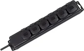 Przedłużacze i rozgałęźniki - Brennenstuhl 1159971 gwint 6 gniazda wtykowe z okiennice IP44 2 m H07RN-F 3 g1,5 Czarny - miniaturka - grafika 1