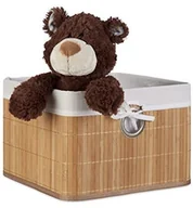 Pudła i pojemniki do przechowywania - Relaxdays 10020067_126 bambusowy kosz z wyjmowanym wkładem, odpowiedni na regał i szafę, wymiary: 31 x 31 x 20 cm, naturalny kolor drewna B01EVG2PV0 - miniaturka - grafika 1