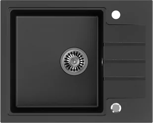 STEINER Zlewozmywak granitowy jednokomorowy 62 50 20 cm z ociekaczem PETER 116 Very Black ze stalowym odpływem - Zlewozmywaki - miniaturka - grafika 2