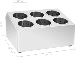 vidaXL Pojemnik na sztućce, 6 przegród, kwadratowy, stal nierdzewna vidaXL - Akcesoria do sztućców - miniaturka - grafika 8