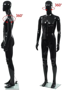 vidaXL Manekin męski ze szklaną podstawą, czarny, błyszczący, 185 cm vidaXL - Manekiny wystawowe - miniaturka - grafika 6