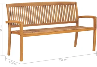 VidaXL Sztaplowana ławka ogrodowa z poduszką, 159 cm, drewno tekowe 3063331 VidaXL - Ławki ogrodowe - miniaturka - grafika 12