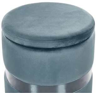 Beliani Zestaw 2 pufów ze schowkiem welurowy niebieski DORIS - Taborety i hokery - miniaturka - grafika 5