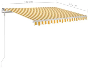 VidaXL Lumarko Ręcznie zwijana markiza z LED, 300 x 250 cm, żółto-biała  3069703 VidaXL - Markizy - miniaturka - grafika 11