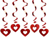 Gadżety dla niej i dla niego - PartyDeco Świderki wiszące "Serca", 5 szt SWID5 - miniaturka - grafika 1