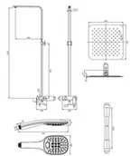Zestawy prysznicowe - Omnires Sacramento Zestaw prysznicowy ścienny z deszczownicą chrom SC2344CR - miniaturka - grafika 1