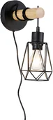 Lampy ścienne - QAZQA Wiejska lampa ścienna czarna z drewnem - Dami Frame - miniaturka - grafika 1