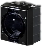 Gniazdka elektryczne - Karlik Gniazdo pojedyncze z uziemieniem bryzgoszczelne IP44 SENIOR Czarny 12GHS-1d - miniaturka - grafika 1