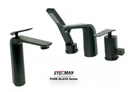 Baterie umywalkowe - STELLMAN Zestaw Bateria 3 otworowa VERDO + umywalkowa nablatowa VERDO black zest4 - miniaturka - grafika 1