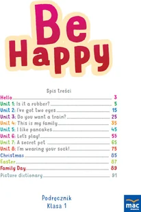 Wydawnictwo MAC Be Happy! Podręcznik język angielski z płytą CD. Klasa 1 881823 - Książki do nauki języka angielskiego - miniaturka - grafika 2