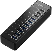 Huby USB - AmazonBasics USB-A 3.1 10-Port Hub with Power Adapter 65 W (20 V/3.25 A), Black, EU HHU9002V1EZPR01 - miniaturka - grafika 1