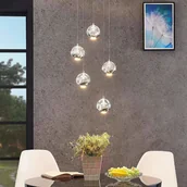 Lampy sufitowe - Lampenwelt com Lampa wisząca LED Hayley 5-pkt. okrągła chrom - miniaturka - grafika 1