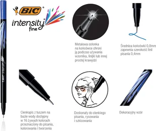 BIC Cienkopis Intenstity fine czerwony BIC - Cienkopisy - miniaturka - grafika 3