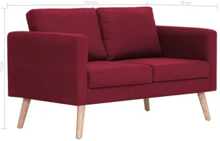 vidaXL vidaXL Sofa 2-osobowa, tapicerowana tkaniną, kolor czerwonego wina - Sofy i kanapy - miniaturka - grafika 8