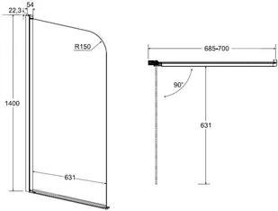 Besco Enzo 1-skrzydłowy 70x140 PEB-1S - Parawany nawannowe - miniaturka - grafika 7