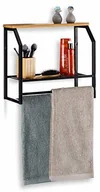Półki łazienkowe - FENIKS Relaxdays regał ścienny, o wyglądzie drewna, stabilna z kratki, drążki na ręczniki, wys. x szer. x gł.: 41 x 45 x 23 cm, czarny (10024630) - miniaturka - grafika 1