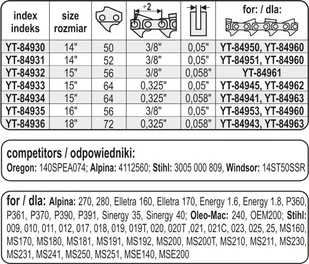 YATO prowadnica łańcucha do pilarek 14"" 3/8"" 0,05"" 50 G YT-84930 YT-84930 - Piły ręczne - miniaturka - grafika 4