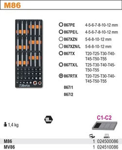 BETA WKŁAD PROFIL. NA ZESTAW NARZ. 2450/M86 2451/MV86 - Skrzynki i torby narzędziowe - miniaturka - grafika 2