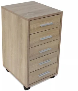 vidaXL vidaXL Szafka biurowa z kółkami i 5 szufladami, w kolorze dąb - Komody - miniaturka - grafika 5