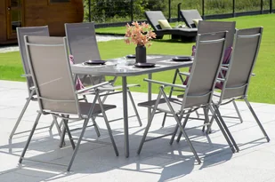 HOME &amp; GARDEN Meble ogrodowe metalowe Casablanca 145 cm Silver / Grey 6+1 610410 - Meble ogrodowe - miniaturka - grafika 3