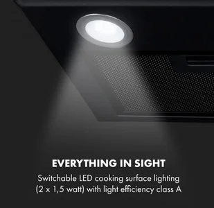 Klarstein Paolo 72,5 Czarny (CGCH5-Paolo-72BL) - Okapy kuchenne - miniaturka - grafika 4